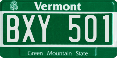VT license plate BXY501