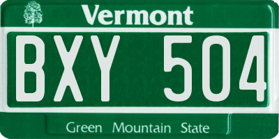VT license plate BXY504