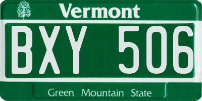 VT license plate BXY506