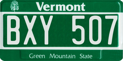 VT license plate BXY507