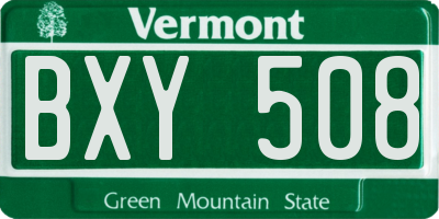 VT license plate BXY508