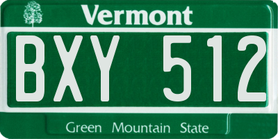 VT license plate BXY512