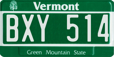 VT license plate BXY514