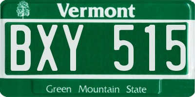 VT license plate BXY515