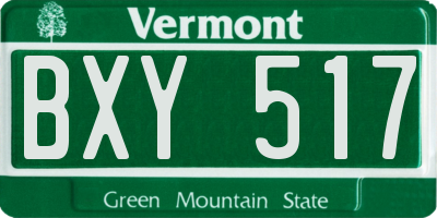 VT license plate BXY517