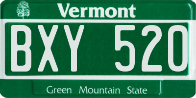 VT license plate BXY520