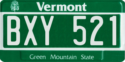 VT license plate BXY521
