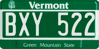 VT license plate BXY522