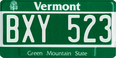 VT license plate BXY523
