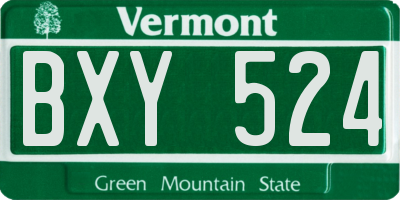 VT license plate BXY524