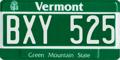 VT license plate BXY525