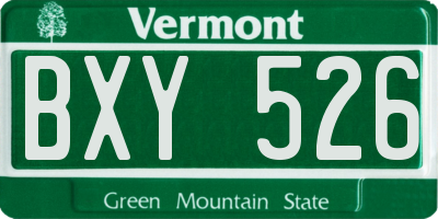 VT license plate BXY526
