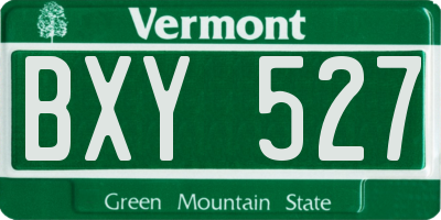 VT license plate BXY527