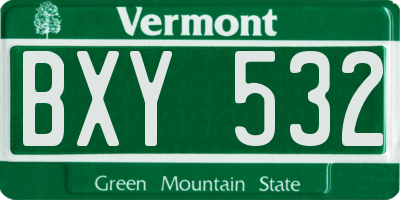 VT license plate BXY532