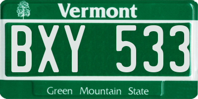 VT license plate BXY533