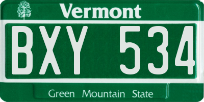VT license plate BXY534