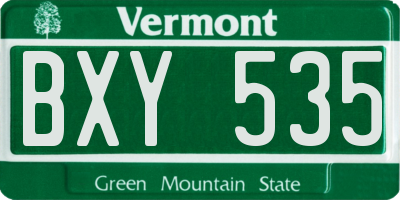 VT license plate BXY535