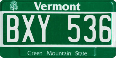 VT license plate BXY536