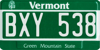 VT license plate BXY538