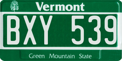 VT license plate BXY539