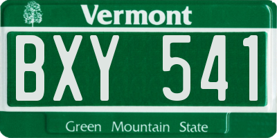 VT license plate BXY541