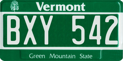 VT license plate BXY542