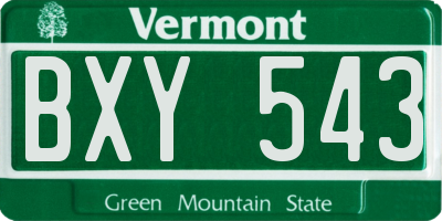 VT license plate BXY543