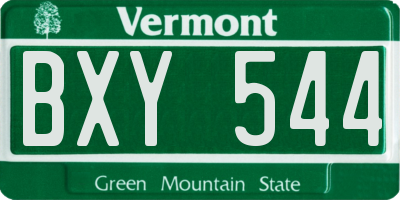 VT license plate BXY544