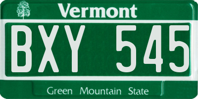 VT license plate BXY545