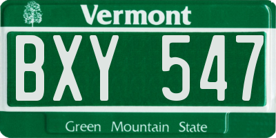 VT license plate BXY547