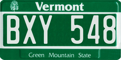 VT license plate BXY548