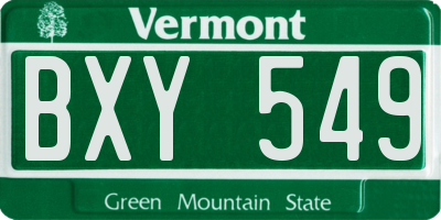 VT license plate BXY549