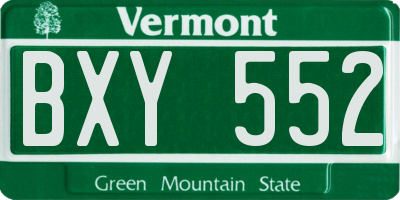 VT license plate BXY552