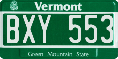 VT license plate BXY553