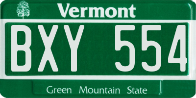 VT license plate BXY554