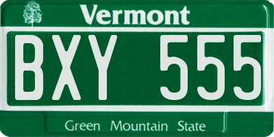 VT license plate BXY555