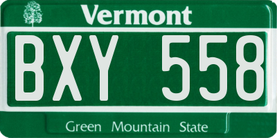 VT license plate BXY558