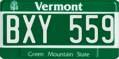 VT license plate BXY559