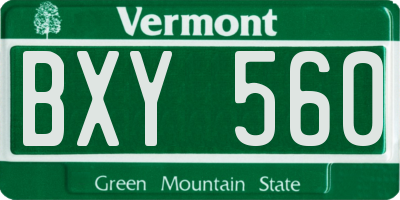 VT license plate BXY560