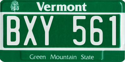 VT license plate BXY561