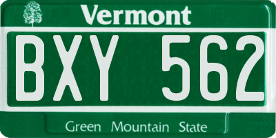 VT license plate BXY562