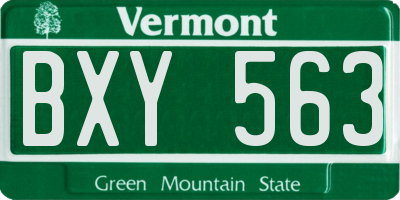 VT license plate BXY563