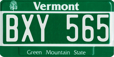 VT license plate BXY565