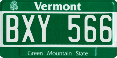VT license plate BXY566
