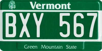 VT license plate BXY567