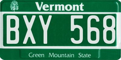 VT license plate BXY568