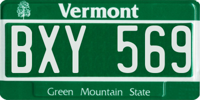 VT license plate BXY569