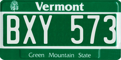 VT license plate BXY573