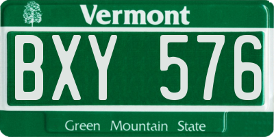 VT license plate BXY576