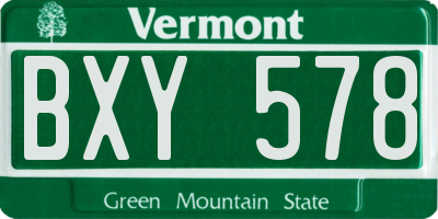 VT license plate BXY578